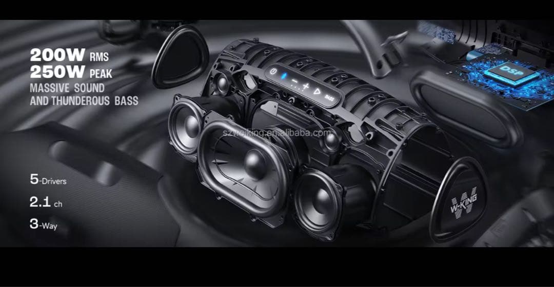 W-KING X20 Bluetoothスピーカー 大迫力200W 防水、防塵