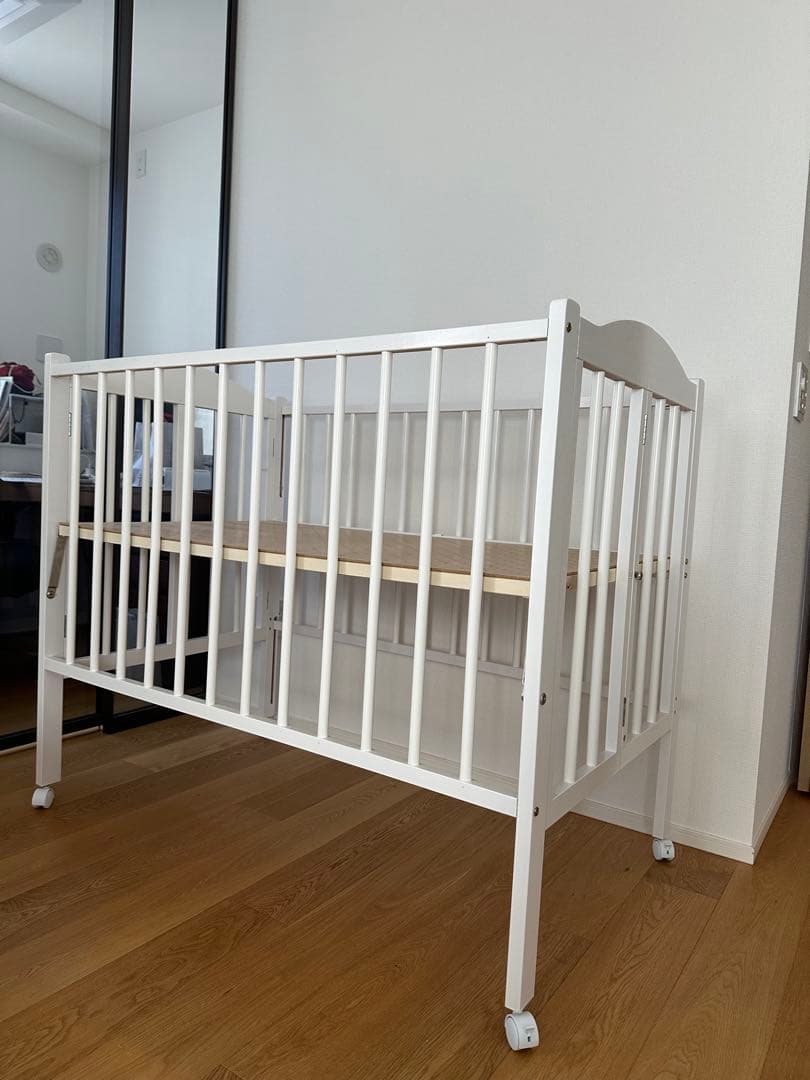 石崎家具ベビーベッド ワンタッチハイベッド パル ホワイト