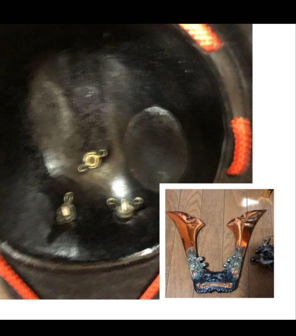 104】五月人形 理実 源氏獅噛兜兜飾 カブト 座布団　台付 美術工芸