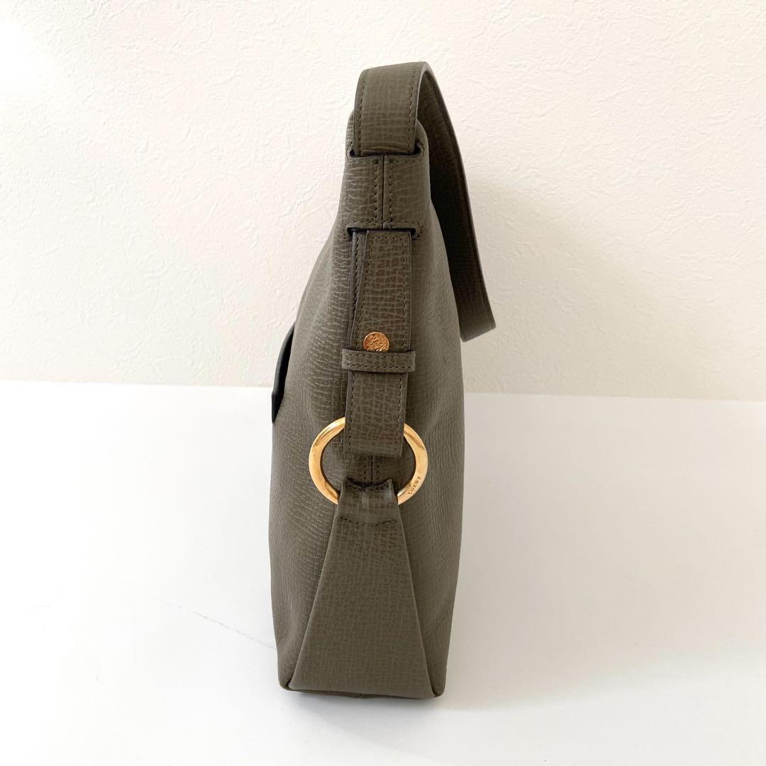 希少　LOEWE　ヴィンテージ　レザー　ワンショルダーホーボー　カーキグリーン