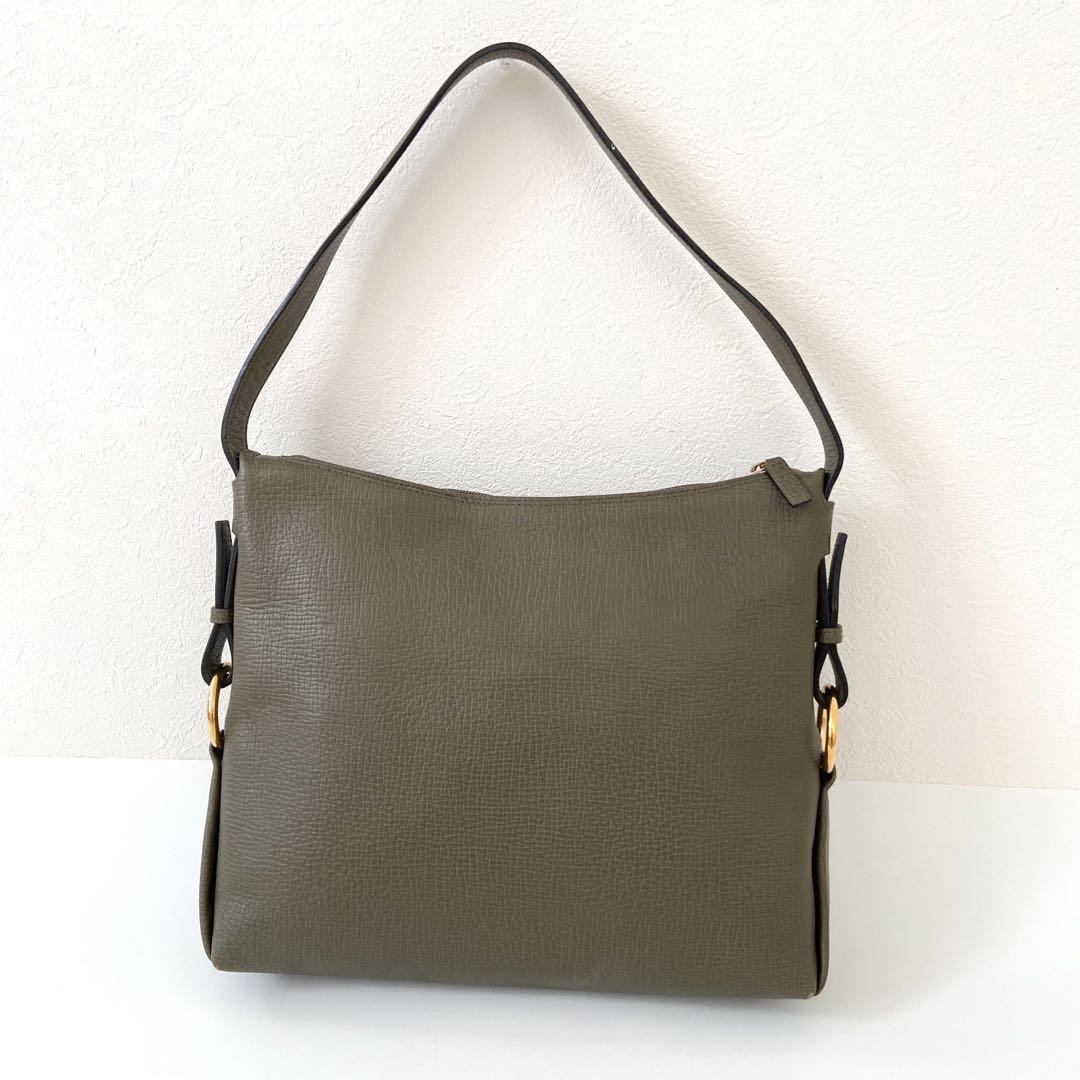 希少　LOEWE　ヴィンテージ　レザー　ワンショルダーホーボー　カーキグリーン
