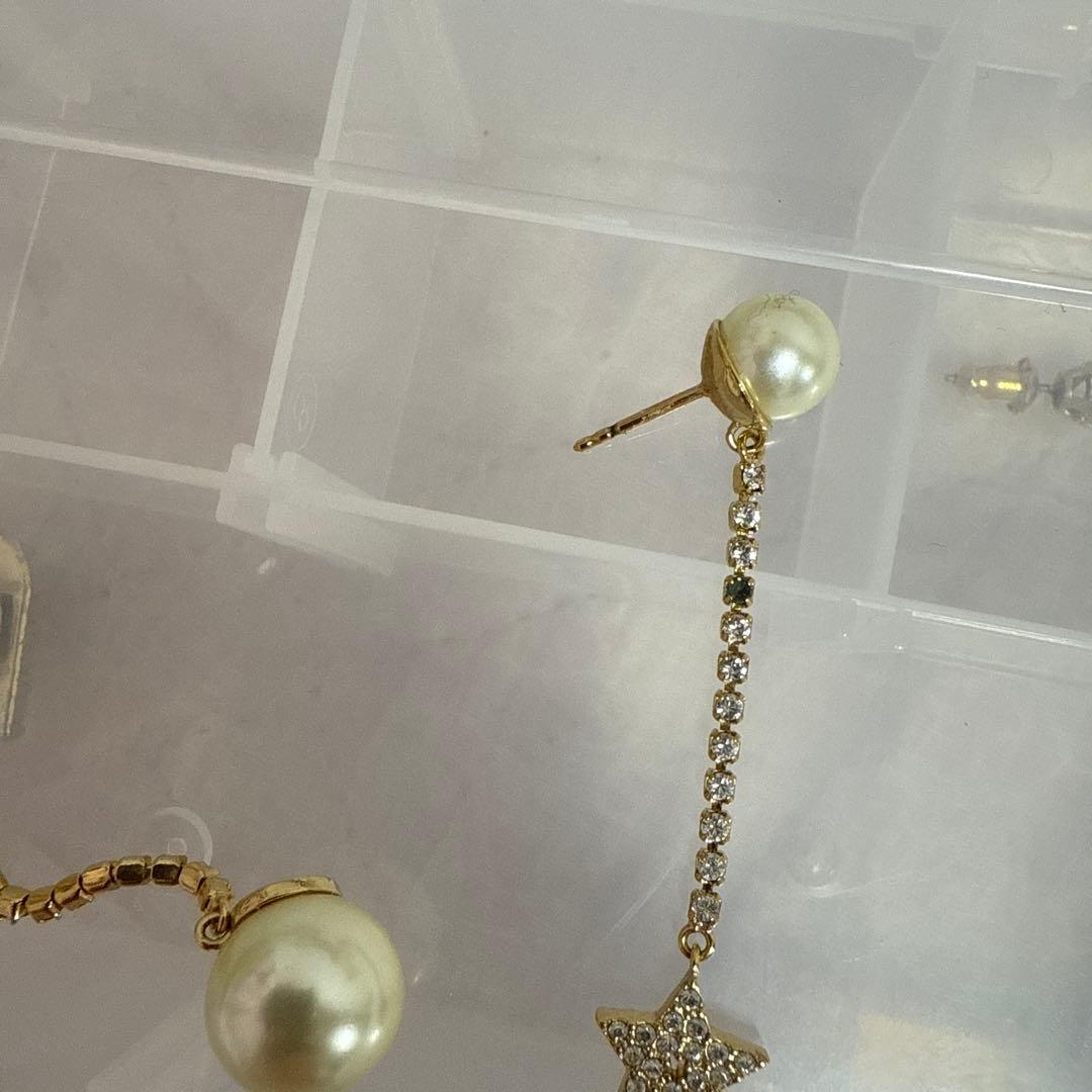 DIOR ディオール　クリスタル　パール　スター　星　片耳　ピアス　イヤリング