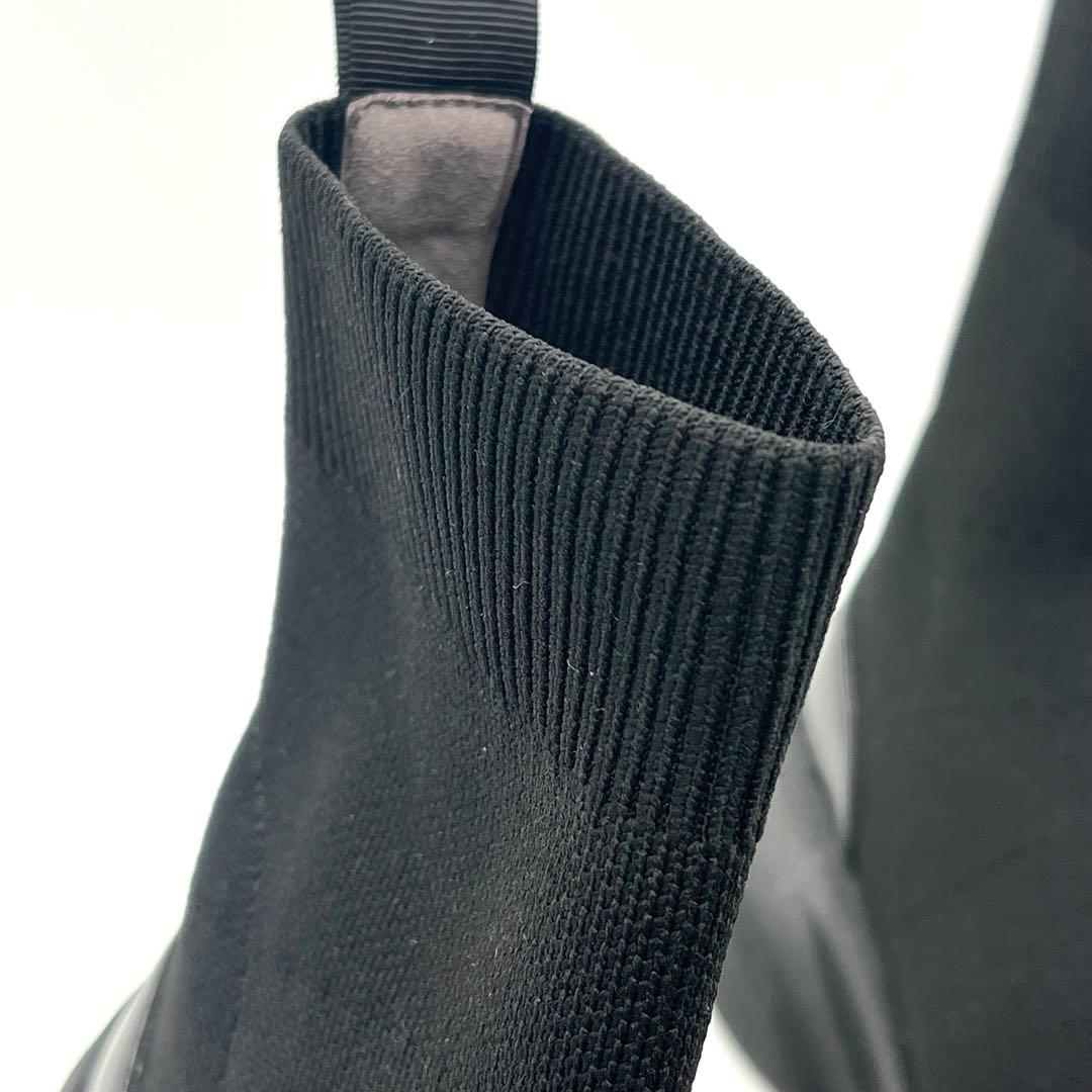 未使用級23cmプラスダイアナ +diana ニットブーツ ソックスブーツ 黒