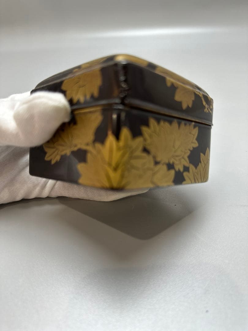 時代 紅葉 蒔絵 四方 蓋物