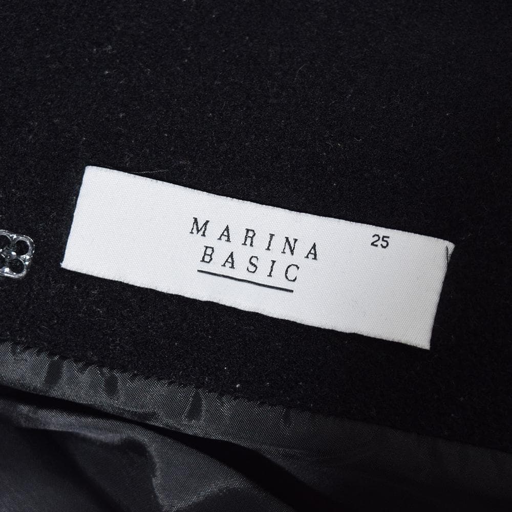 イタリア製 Max Mara マリナリナルディ カシミヤ混 ベルテッドコート 黒