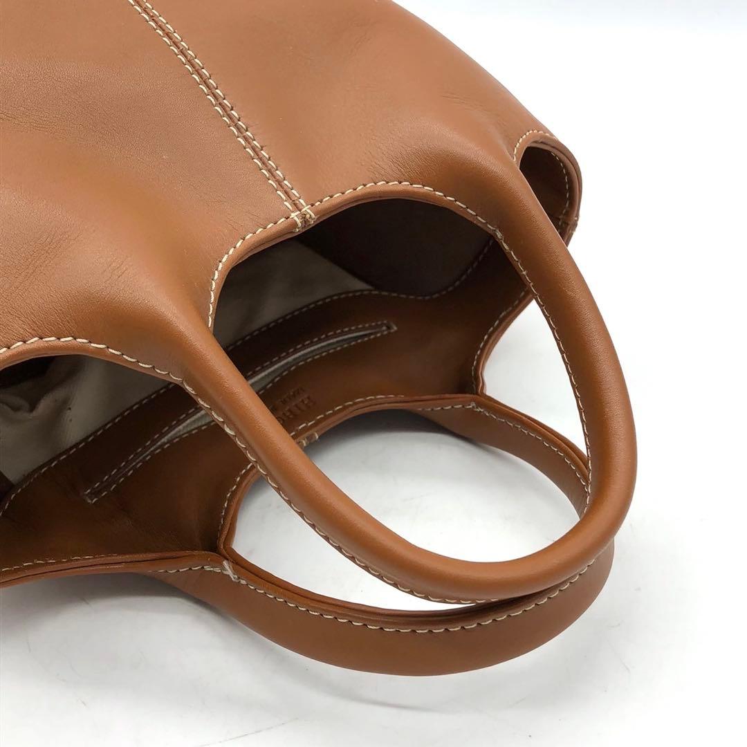 ✨極希少・美品✨ヒロフ ミニハンドバッグ Hロゴ 型押し レザー ライトブラウン