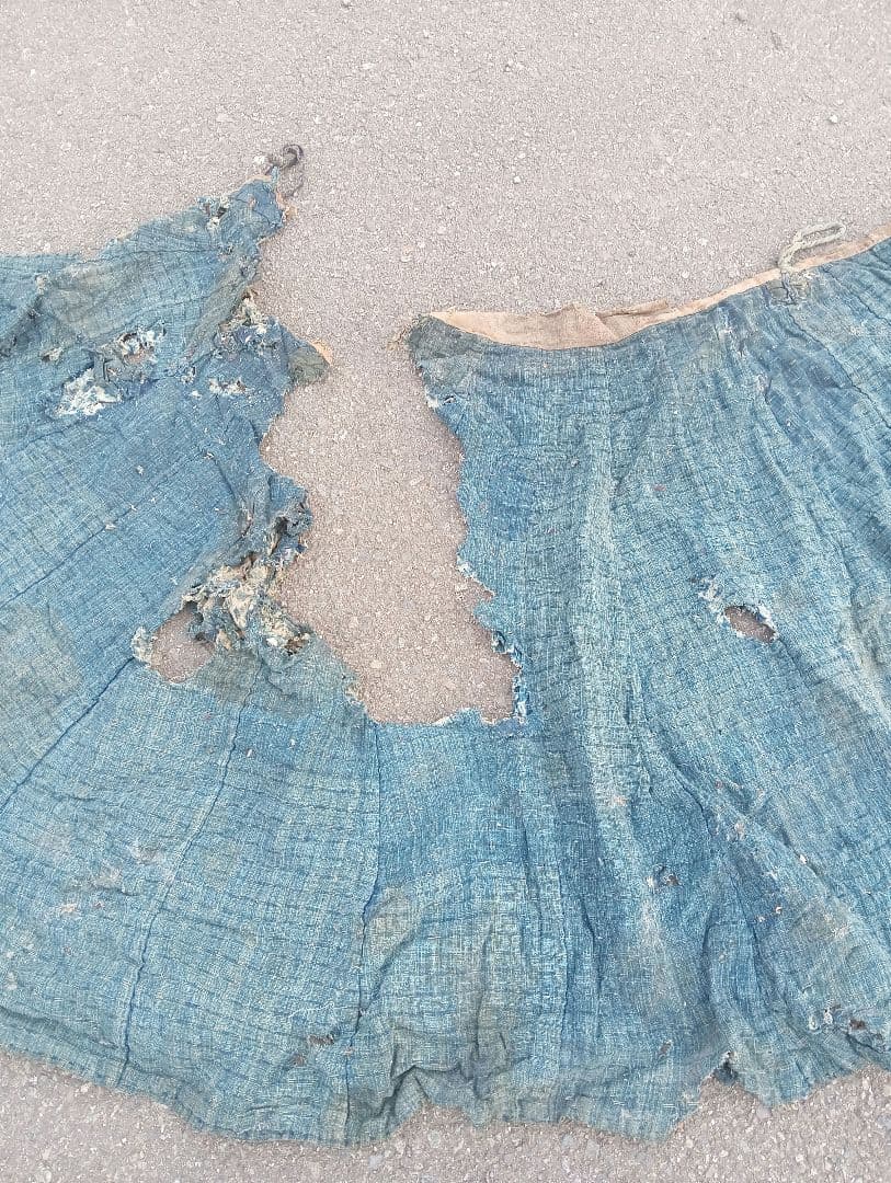 襤褸　合羽　江戸　古布　刺子　リメイク　ボロ　綿　藍染　時代劇 レインコート