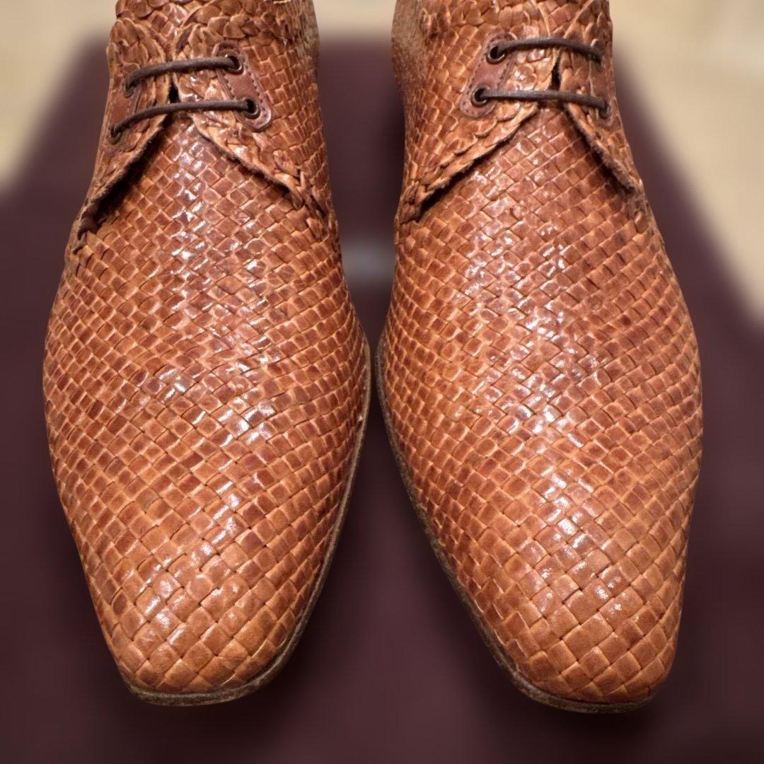 a.testoni⭐️レア極美品⭐️カンガルーレザー メッシュシューズ7.0size