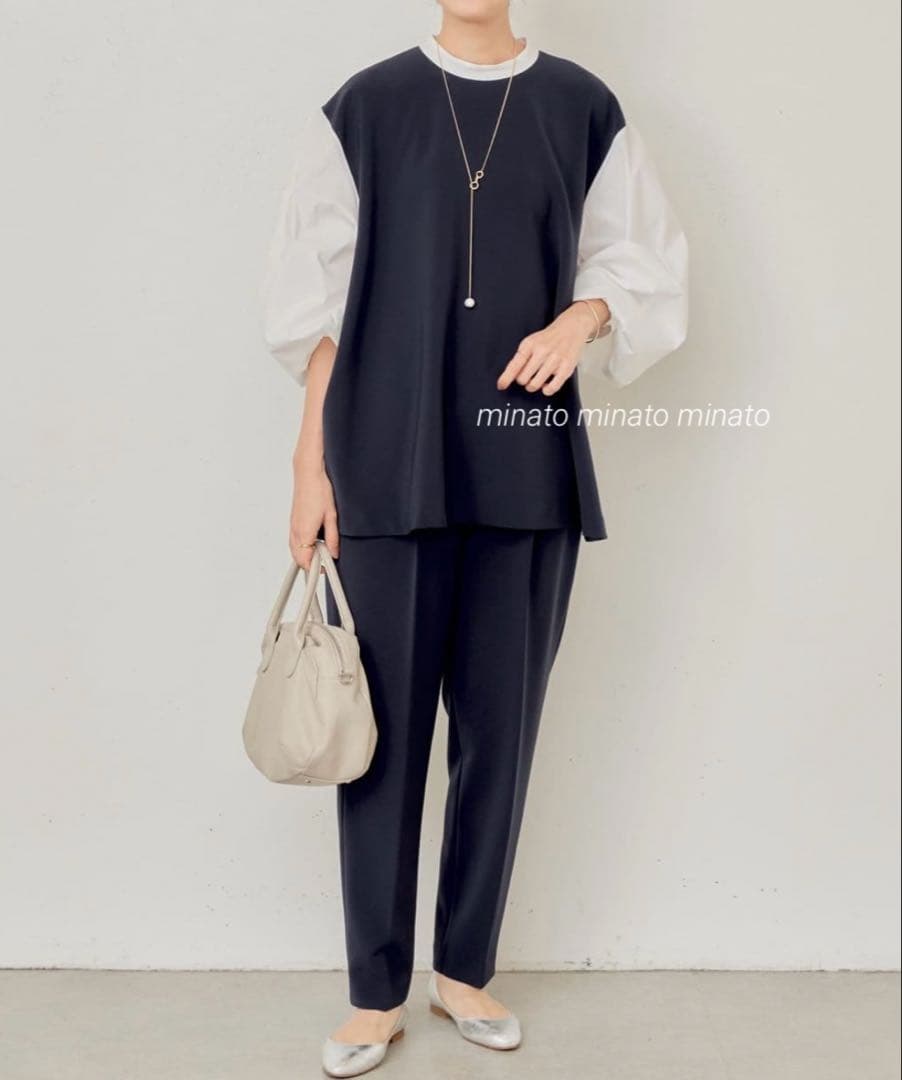 たま 新品タグ付きビアズリー レイヤード風ボリューム袖ブラウス F