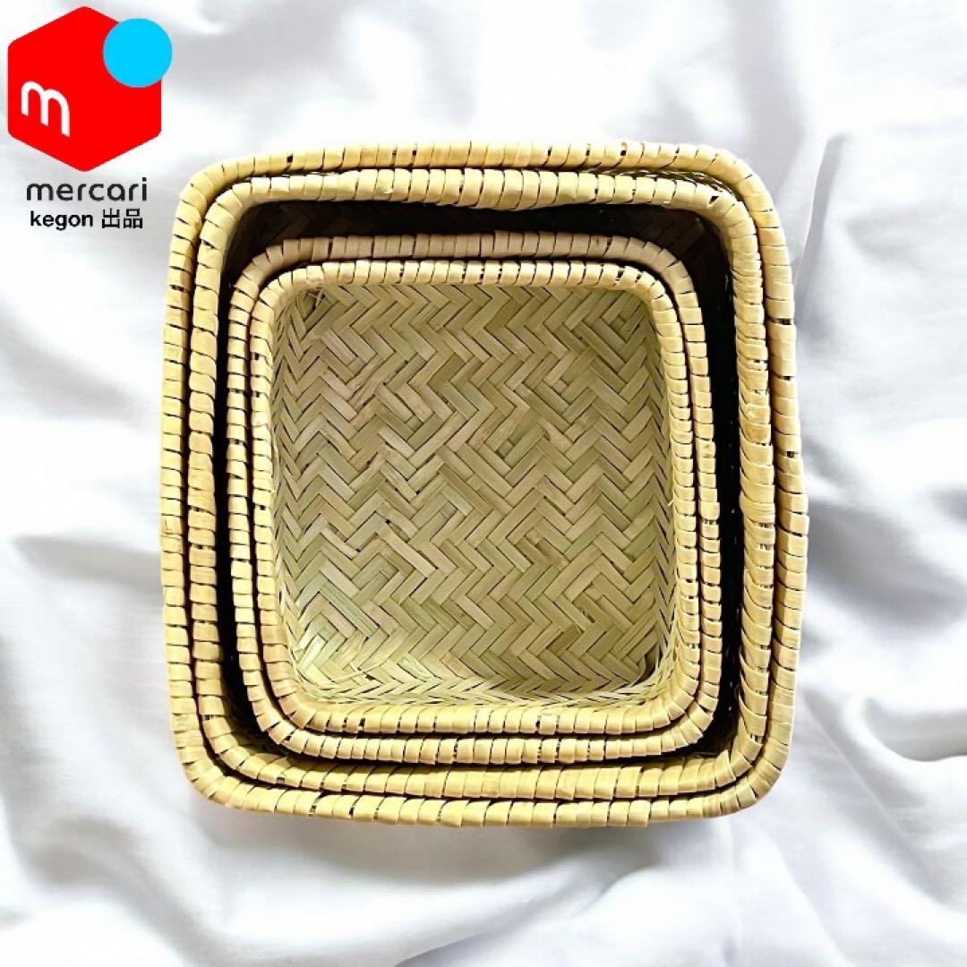 【新着新品】鳥越竹細工 すず竹 正方形弁当箱 中小 入れ子2点セット 極上品