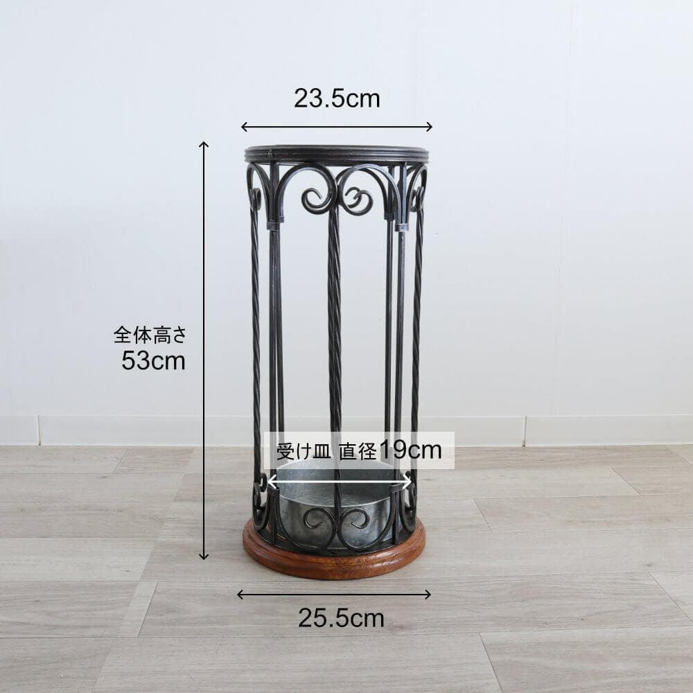 ★アンティーク調 アイアン傘立 アンブレラスタンド ウッド＆アイアン 丸型