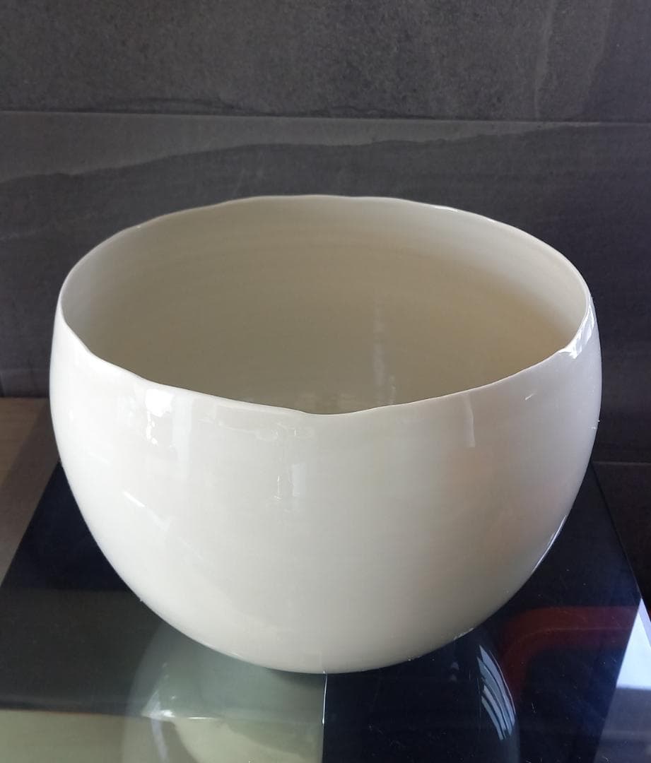 瀬戸焼　藤井憲之　白磁大鉢　26.5cm