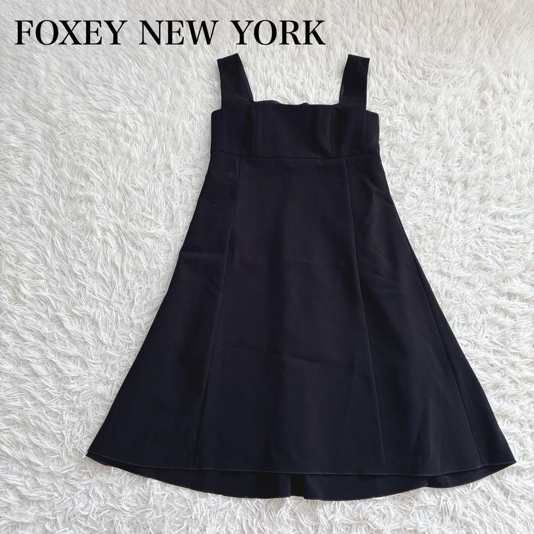 フォクシーニューヨーク FOXEY ノースリーブ フレアワンピース 黒 38