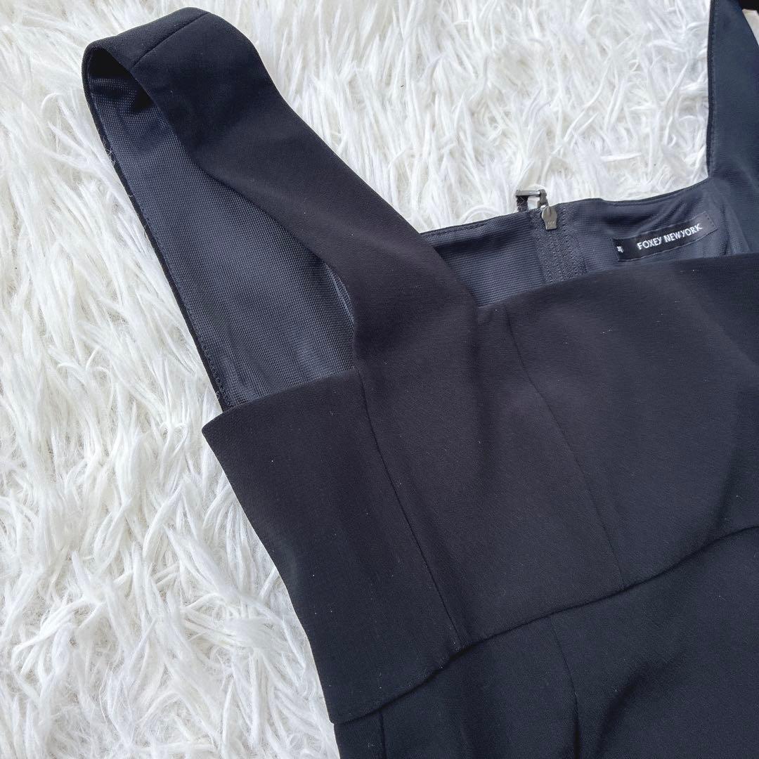 フォクシーニューヨーク FOXEY ノースリーブ フレアワンピース 黒 38