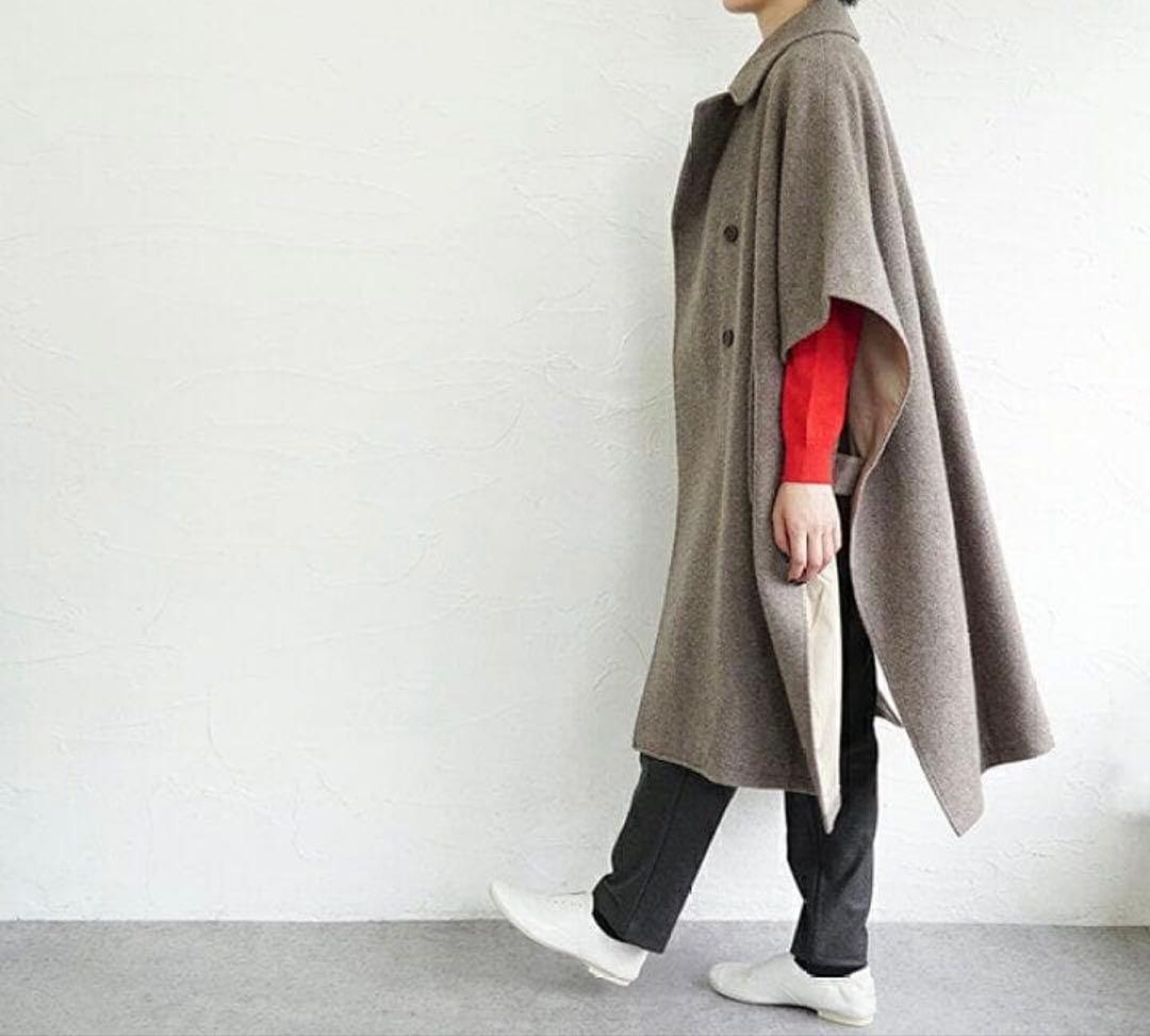 ARMEN アーメン メルトンダブルブレストケープ