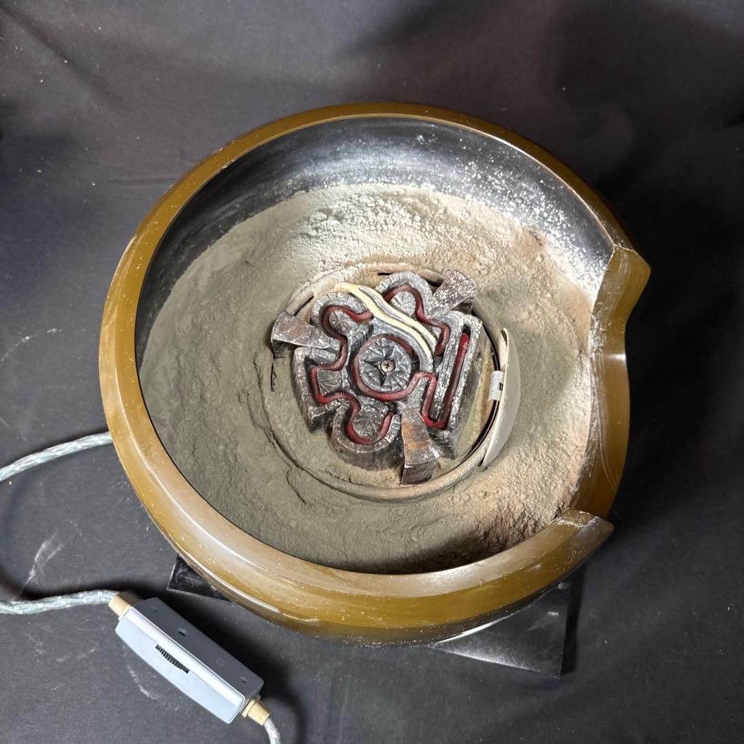 G90 送料無料　風炉型電熱器　合金面取風炉　古銅色　敷板　野々田商店　灰入り