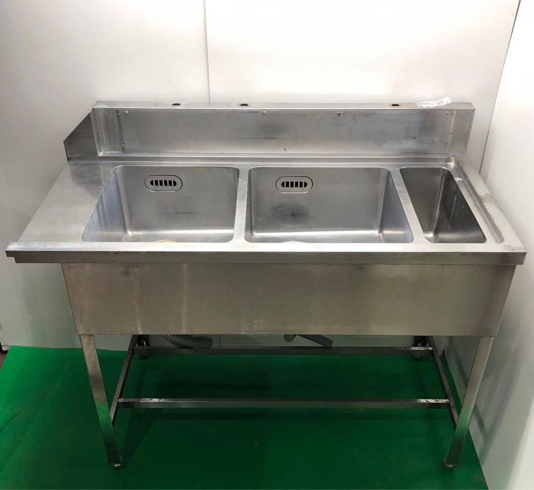 ☆地域限定送料無料☆ソイルド ニ槽　シンク　幅1300 ステンレス　業務用