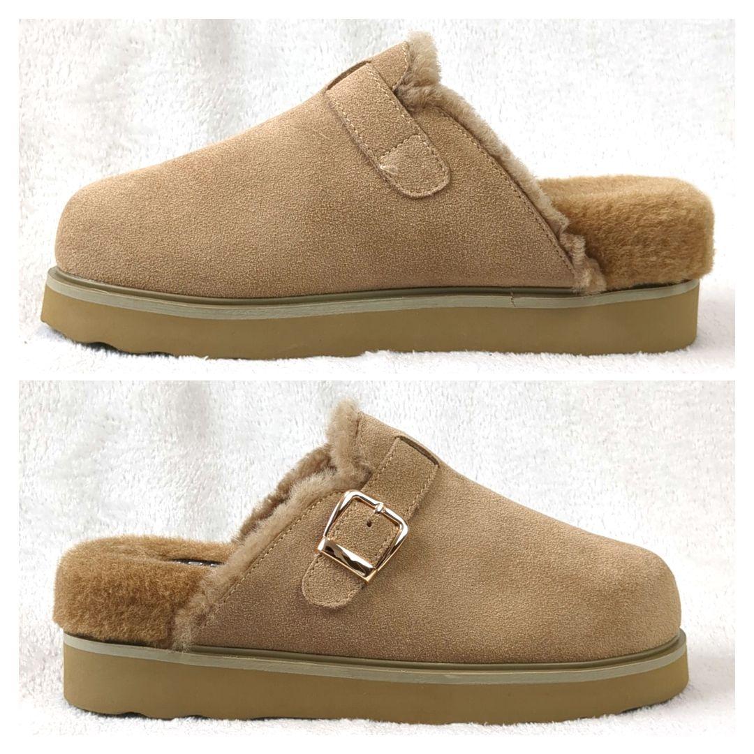 MOHI... モヒ　サボサンダル　ファー　スエード　キャメル　サイズ37