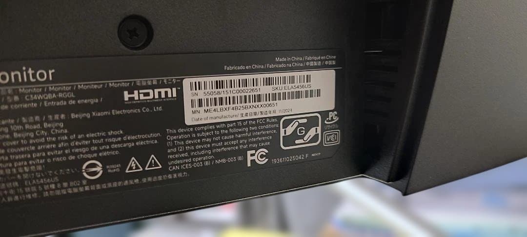 Xiaomi 曲面ゲーミングモニター G34WQi　日曜まで30,000円