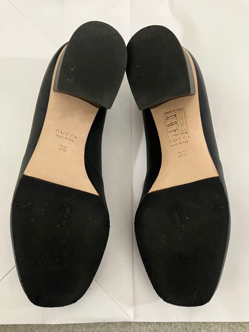 GUCCI ホースビット黒ローファー ヒール☆室内試着のみ裏張り済美品