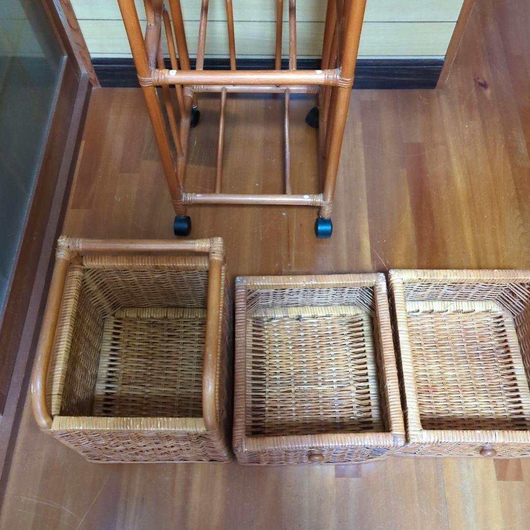 ラタン（藤）チェスト4段キャスター付