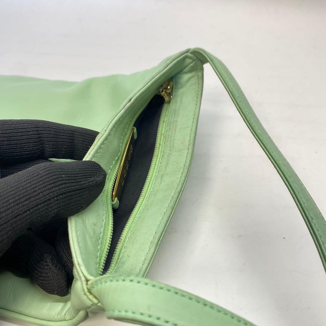 【希少カラー】ロエベ ショルダーバッグ ナッパレザー ミントグリーン アナグラム