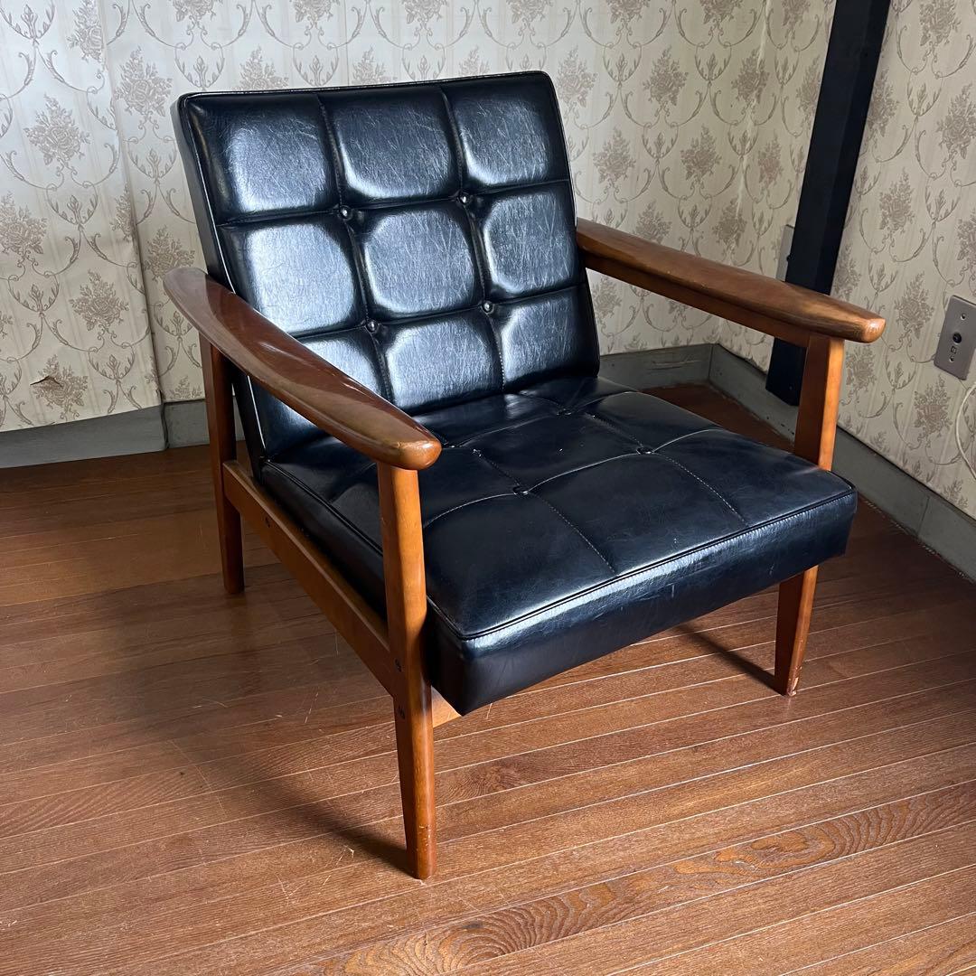 【アンティーク】昭和レトロ オールドカリモク Kチェア 1シーター 古家具