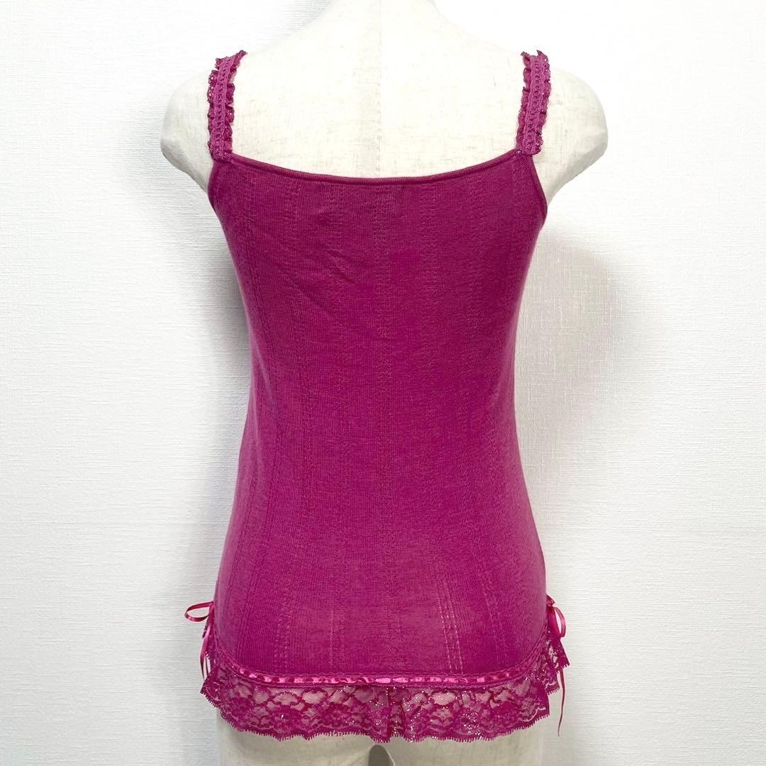 y2k❤️ 00s HYSTERIC GLAMOUR ロゴ刺繍 サテンリボンキャミ