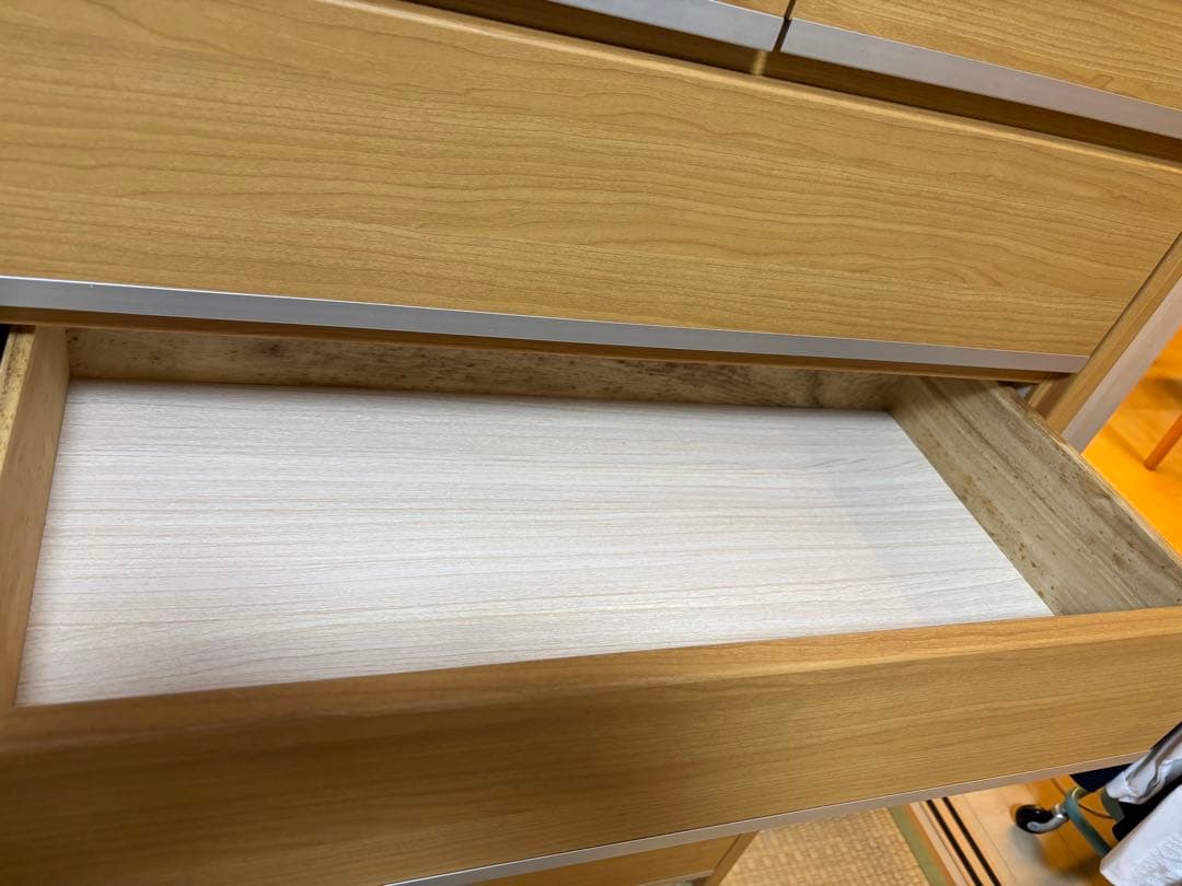 ニトリ　 チェスト　タンス　衣類収納　ナチュラルウッド 6段　レール付