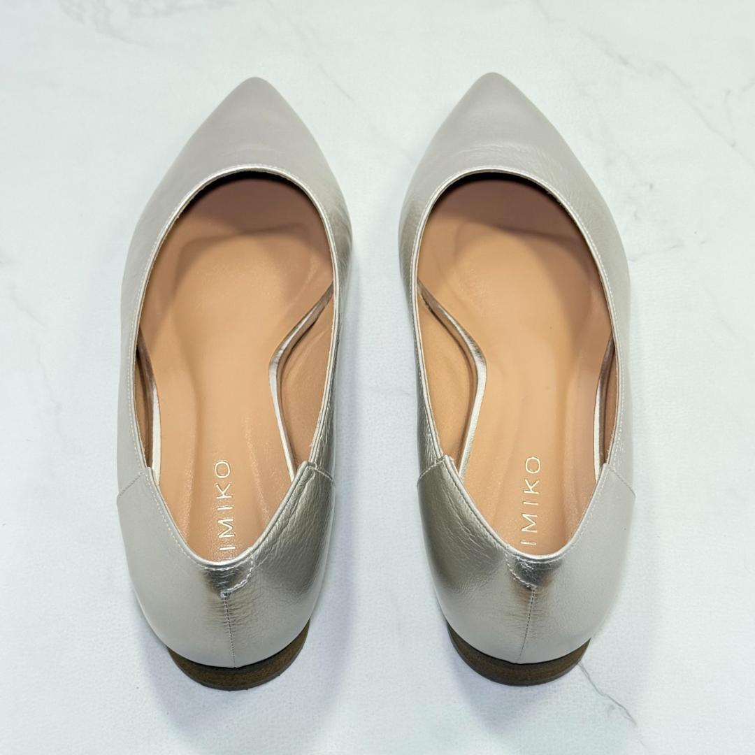 【美品】HIMIKO フラットプレーンパンプス 24㎝ プラチナ