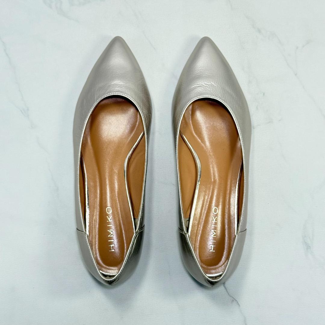 【美品】HIMIKO フラットプレーンパンプス 24㎝ プラチナ