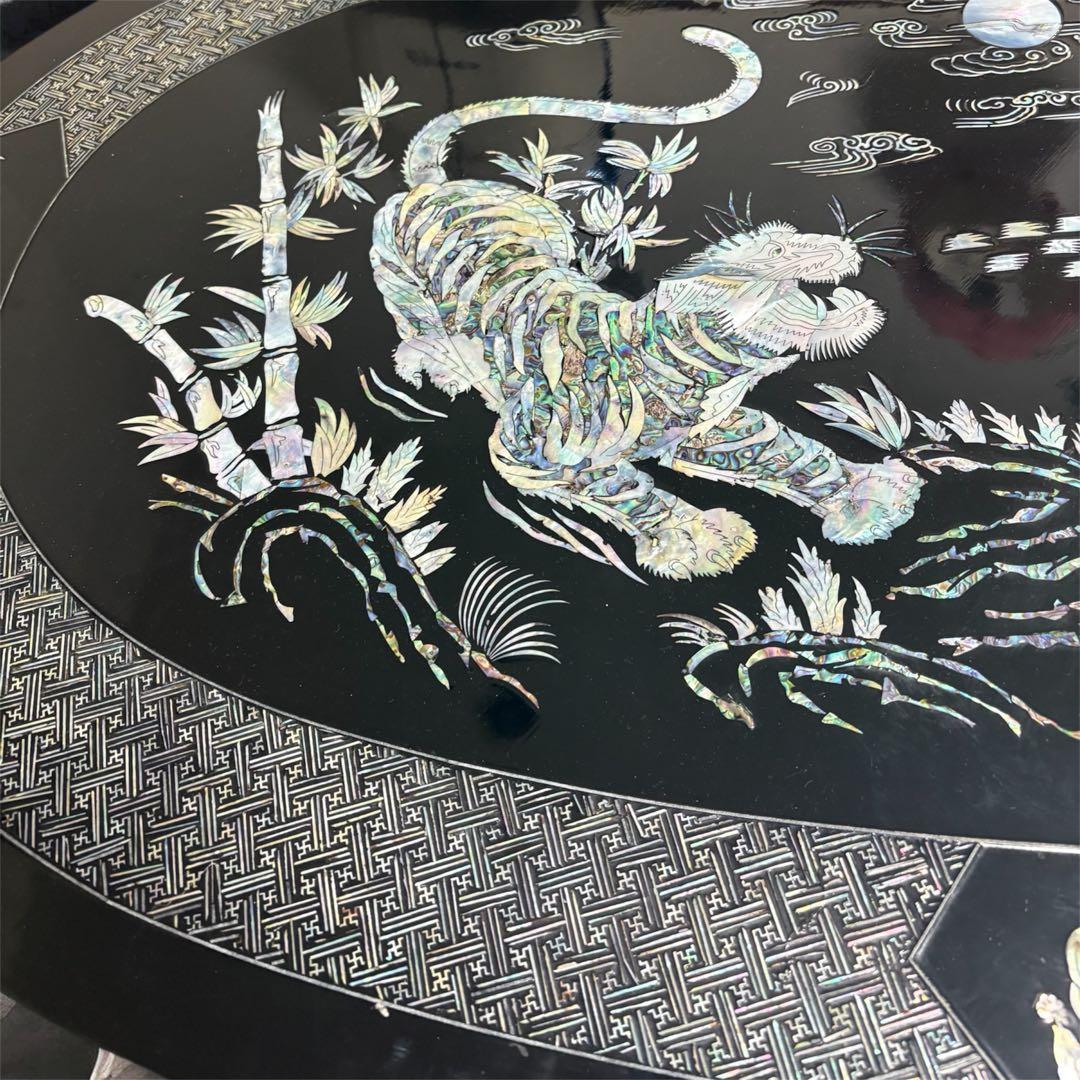 【都内引き取りなら¥8,000】青貝螺鈿細工宝尽図 平卓 中国古玩 唐物