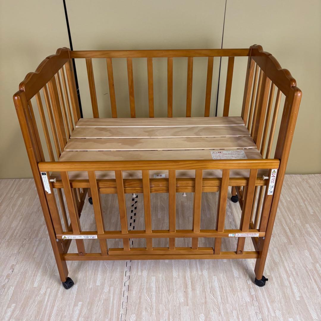 除菌清掃済　大和屋　パタン　折りたたみミニベビーベッド　すのこ　ライトブラウン
