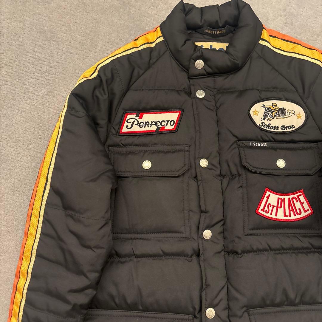 【未使用級✨️】ショット　レーシングジャケットS　中綿ロゴ刺繍　ブラック