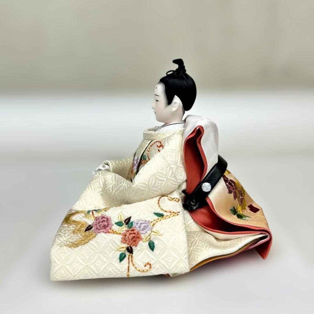 【高級品】雛人形　小木人形　親王飾り男雛と女雛　ひゐな　龍飛作　屛風付き