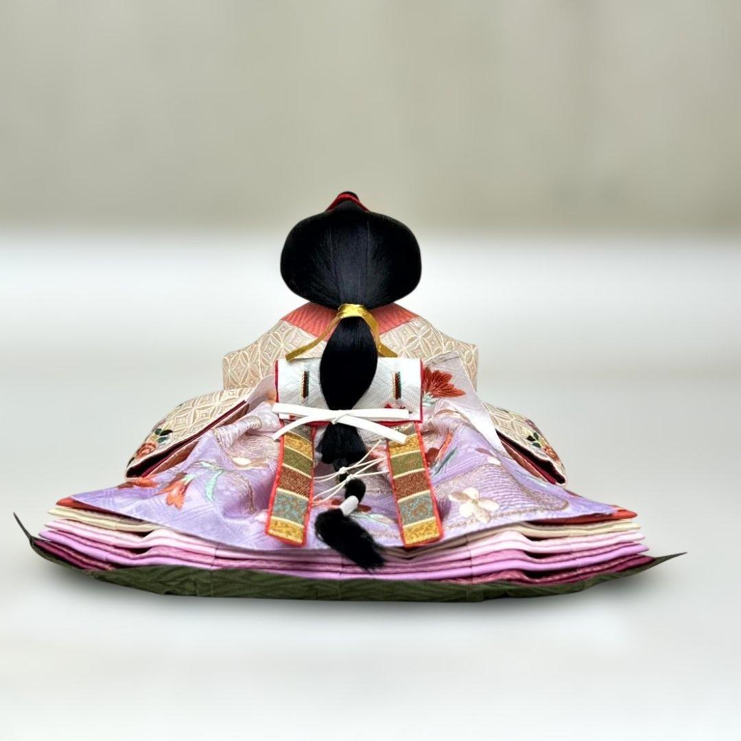 【高級品】雛人形　小木人形　親王飾り男雛と女雛　ひゐな　龍飛作　屛風付き