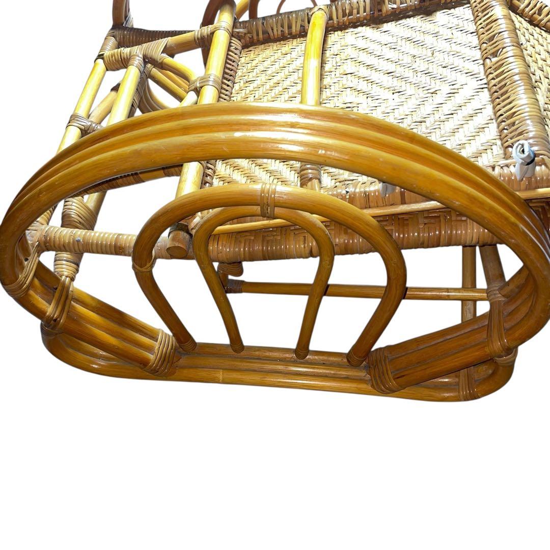 昭和レトロ ラタンリクライニングチェア オットマン付き