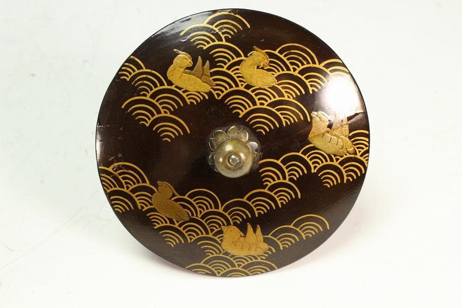 古鉄 纏枝蓮花紋 蒔絵蓋 鉄瓶 注器(K-LC688)