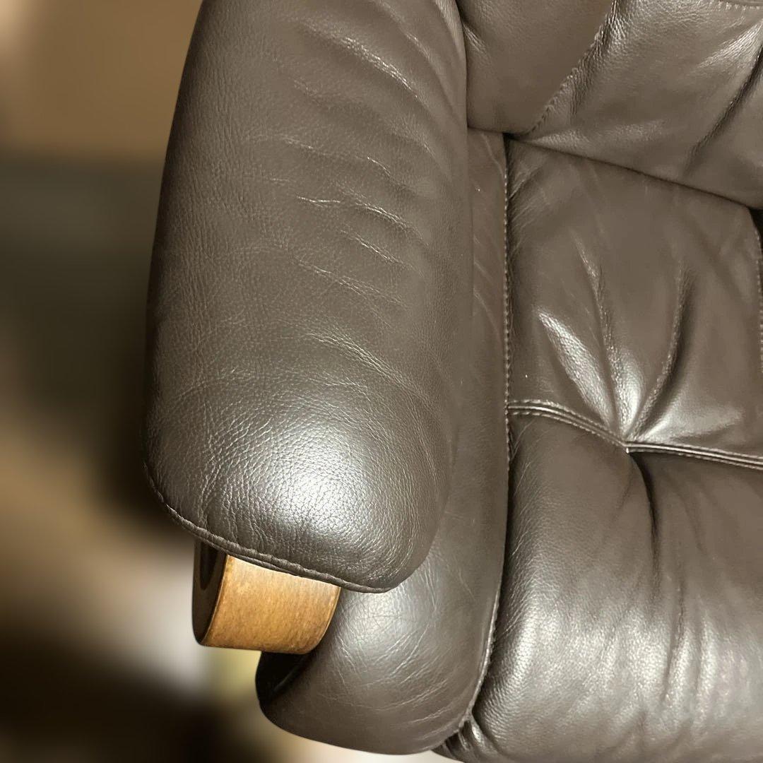 ダークブラウン レザー リクライニングソファ