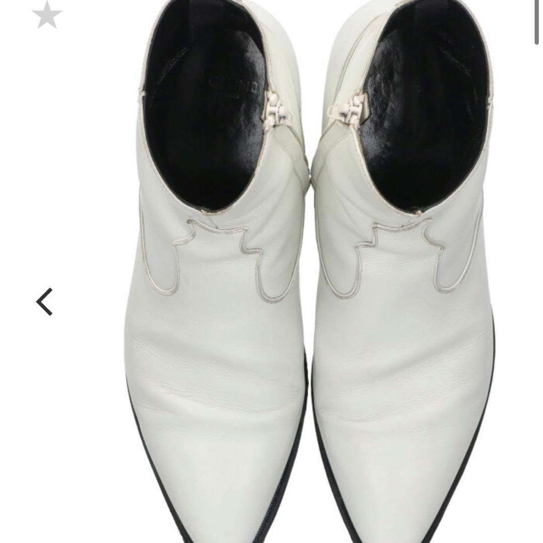 Celine サイドジップ ヒールブーツ 白 41