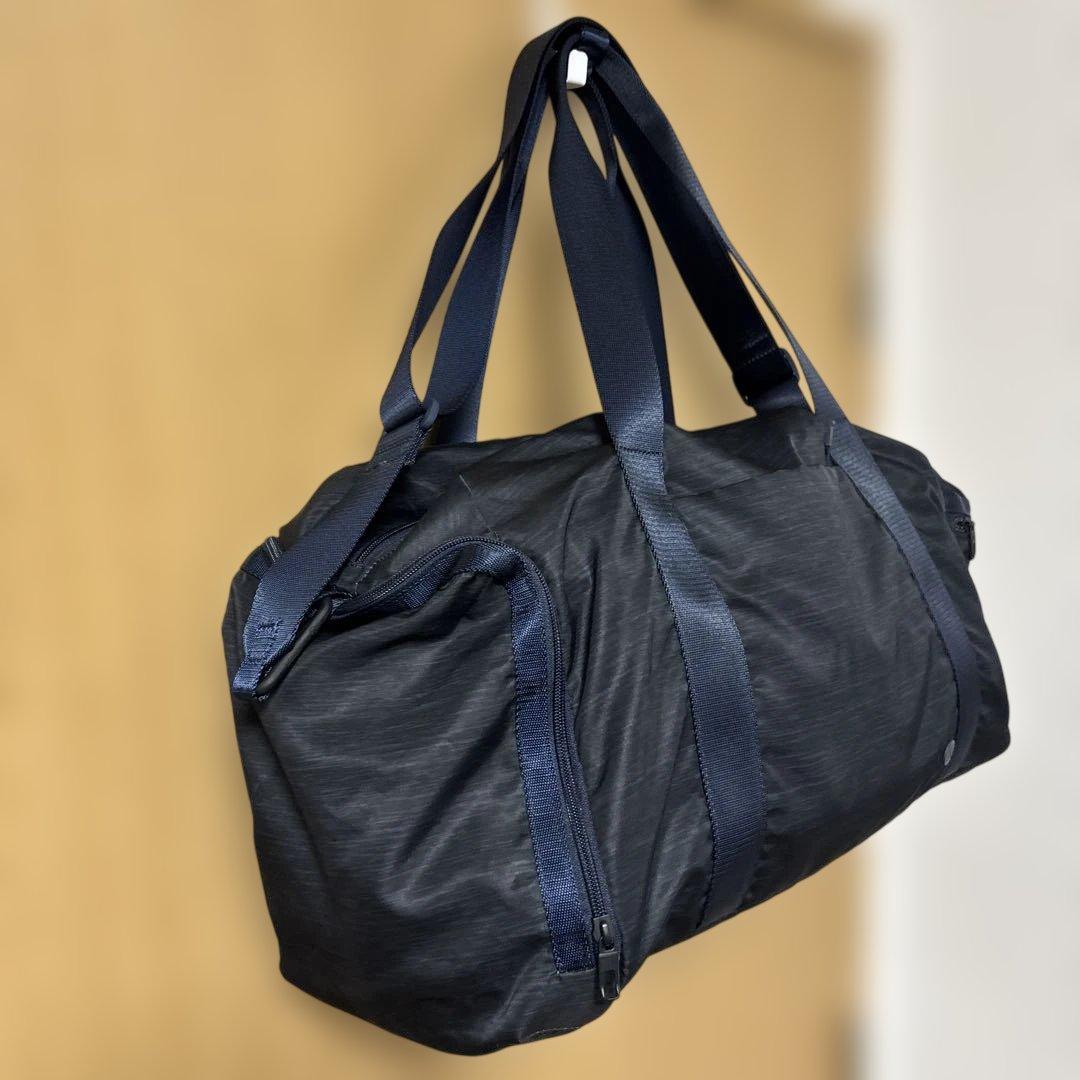 ルルレモン ダークブルー ボストンバッグ ナイロン製
