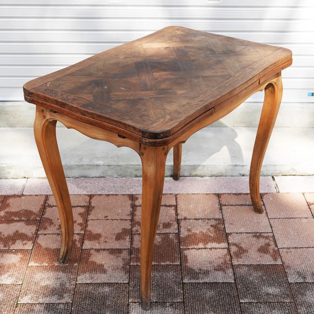 ヨーロッパアンティーク　テーブル　ドローリーフテーブル　机