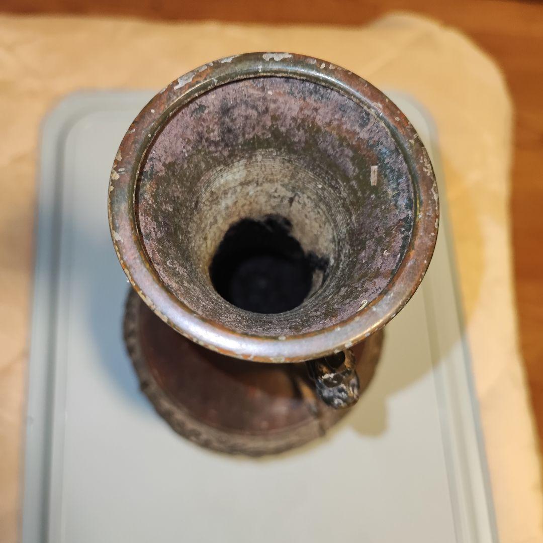 青銅 双耳獣面文 Bronze Vase with Beast Handles