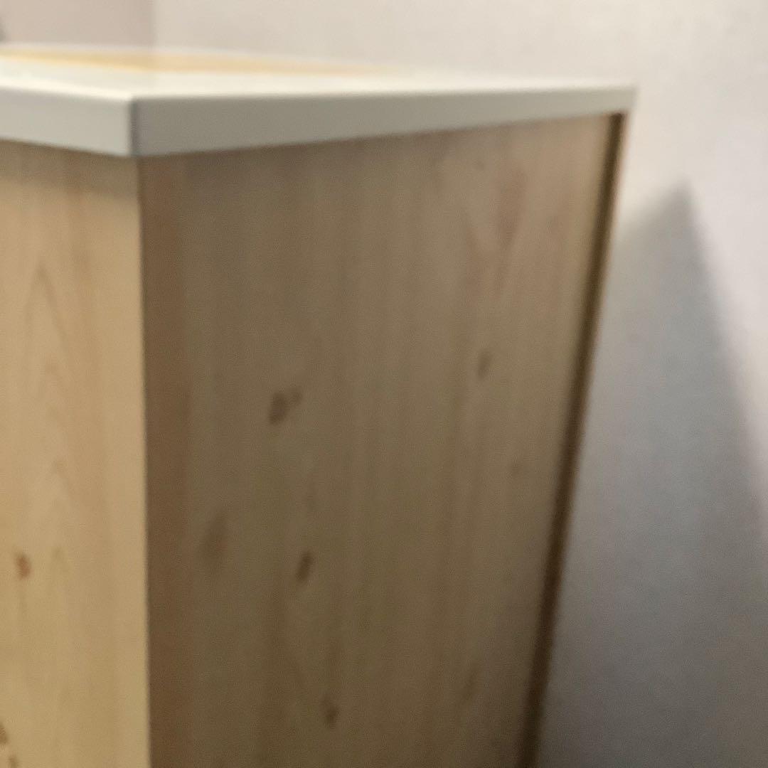 キム 日本製　のだ工芸　無垢パイン材使用　キッチンワゴン　黄色いタイル