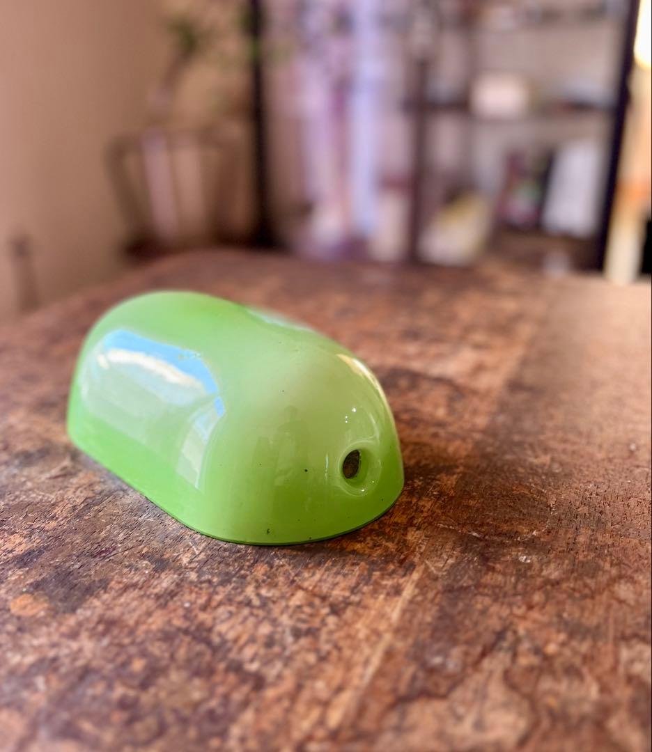 大正ロマン　緑変形電笠　電気スタンド　ガラス　照明　灯り　アンティーク　古道具