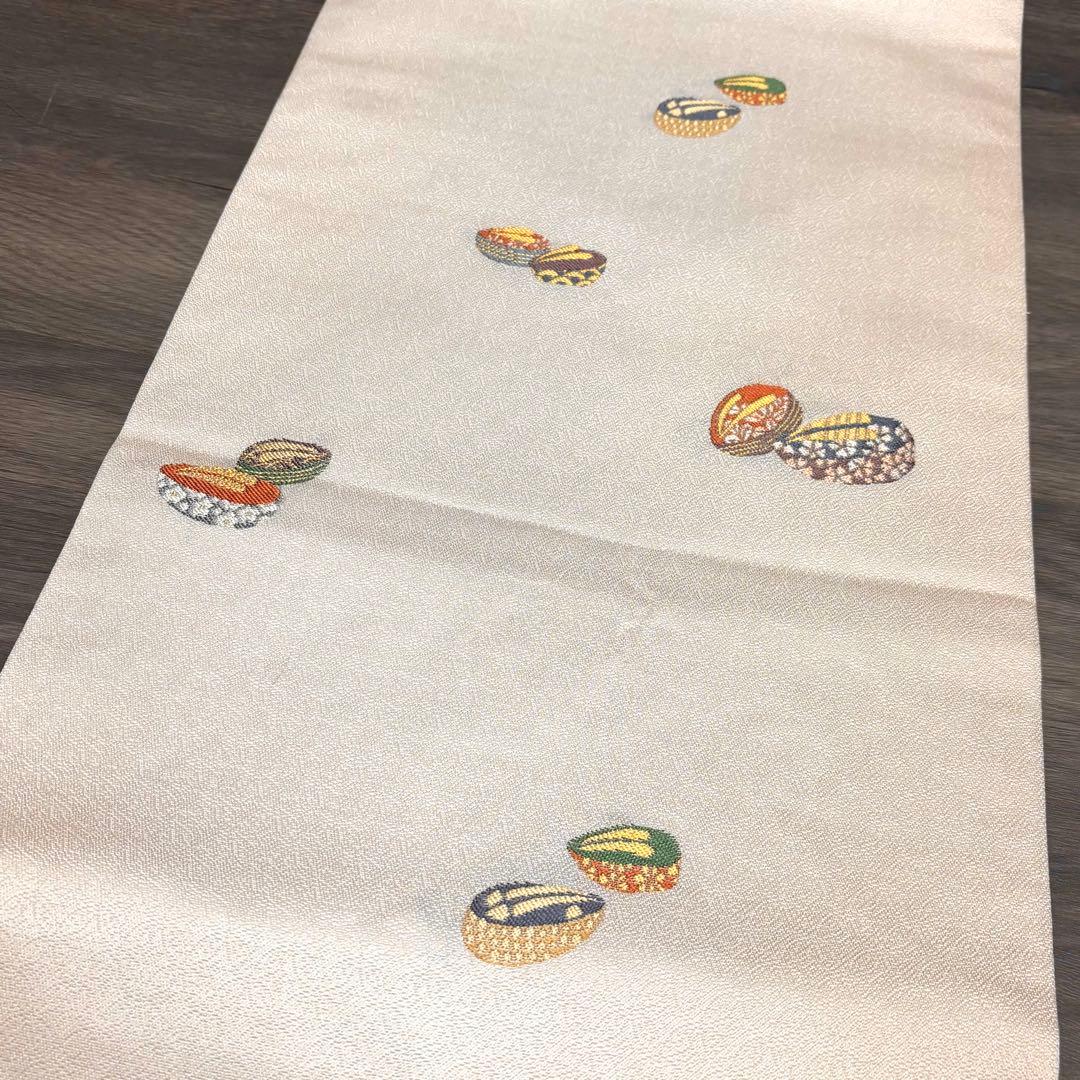 m*e様 名古屋帯 西陣織 正絹 白ピンク so273