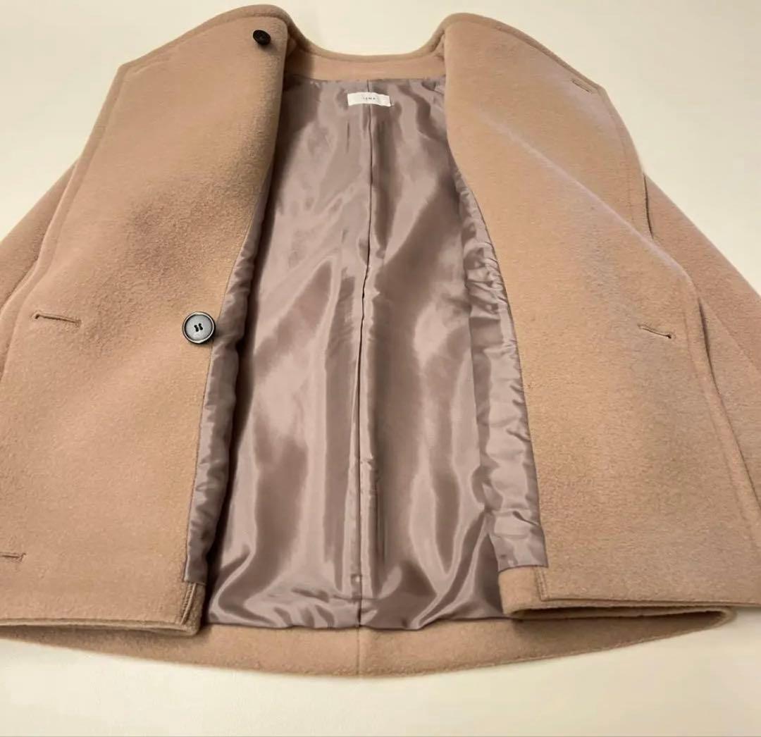 スタンドカラーショートコートsuper140 ウール　IENA　コート ベージュ