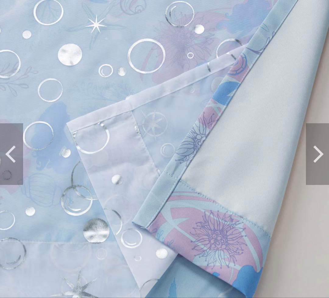 a*o様 箔プリントアリエル 2重遮光カーテン パール付き ゴージャス 新品未開