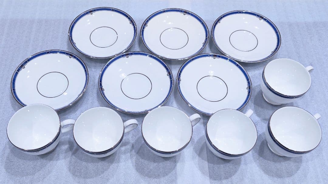  ウェッジウッド キングスブリッジ 黒壺 カップ プレート 青