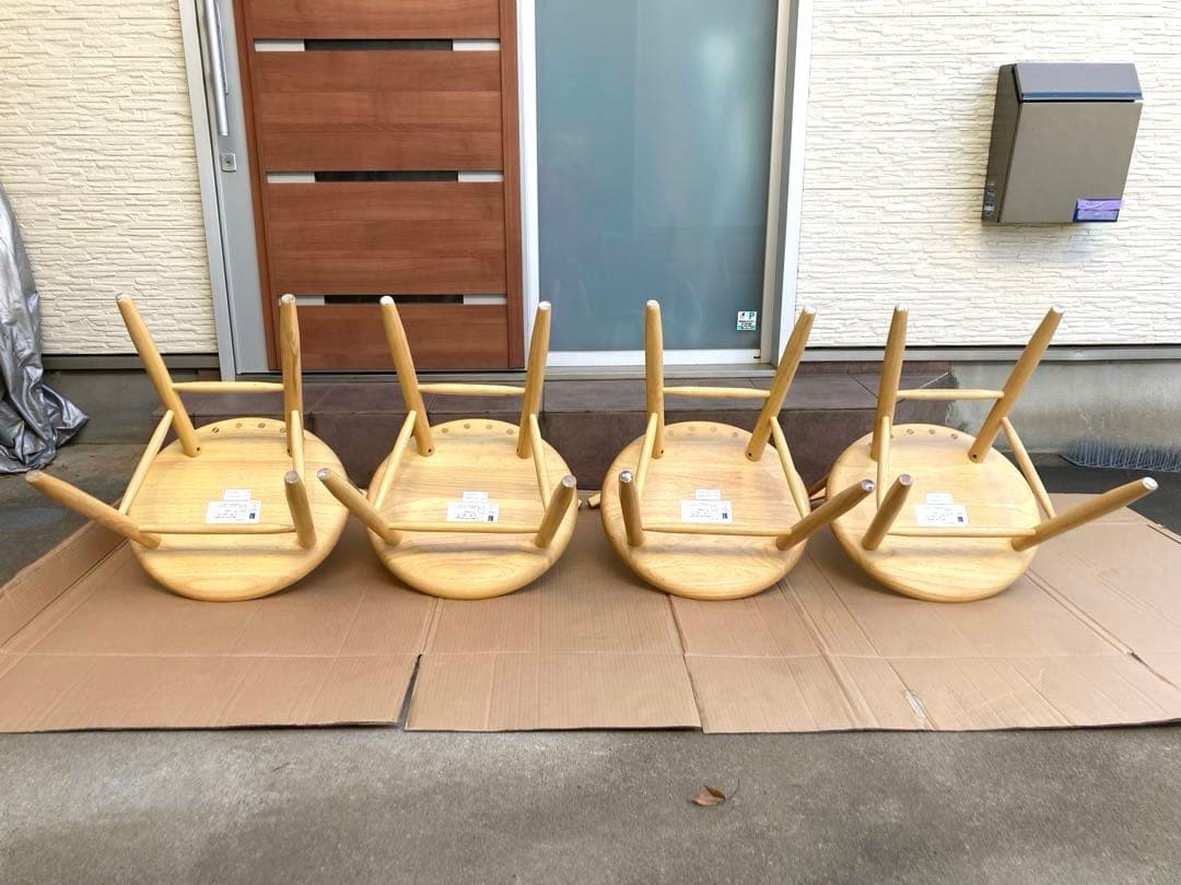 中古 桜屋工業 cherry 天然木 ダイニング チェア 椅子 4脚セット